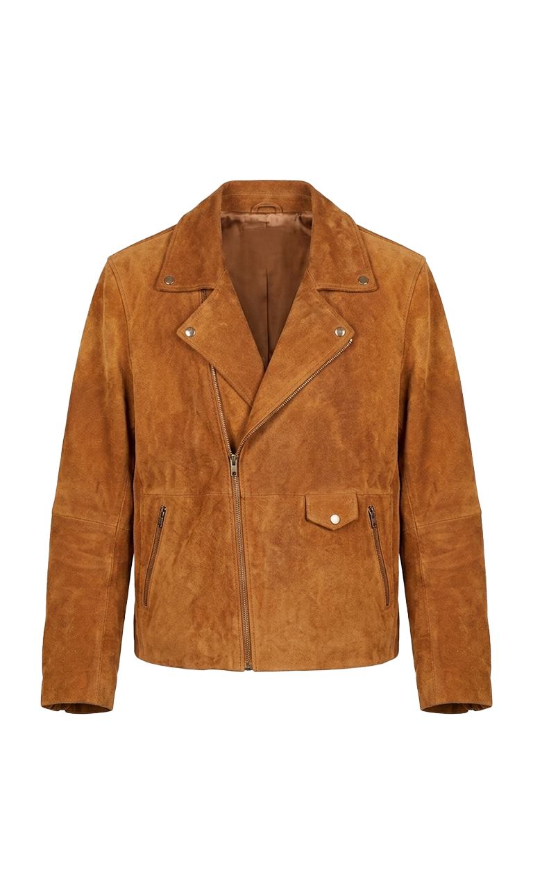 Classic Men's Brown Suede Biker Leather Jacket