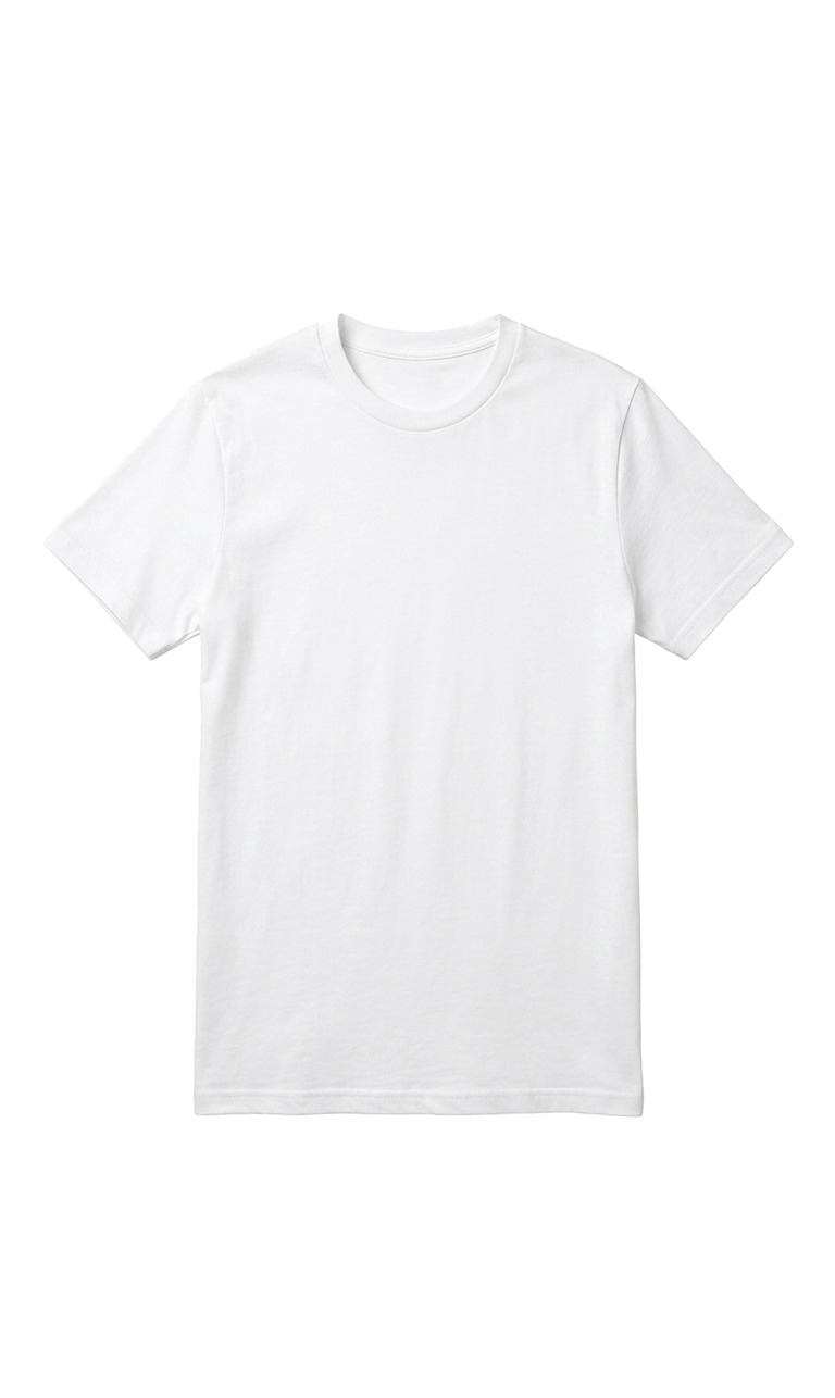 Classic White Crew Neck Cotton T-Shirt for Men