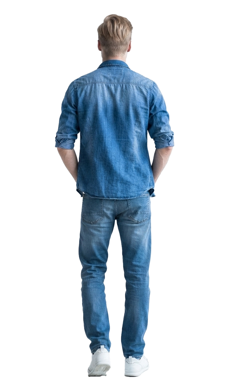 Men's Casual Blue Denim Shirt and Jeans Set