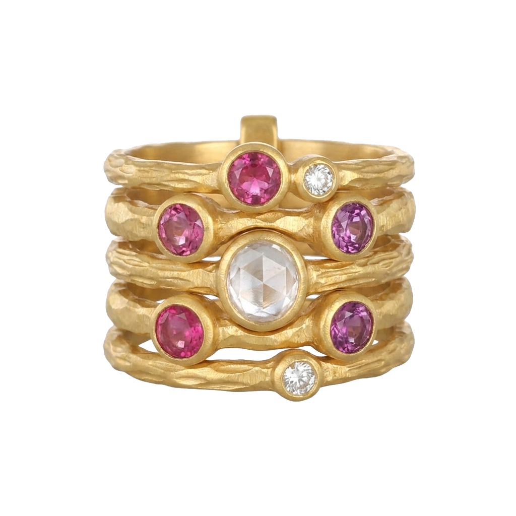 Textured Multi-Band Stack Ring