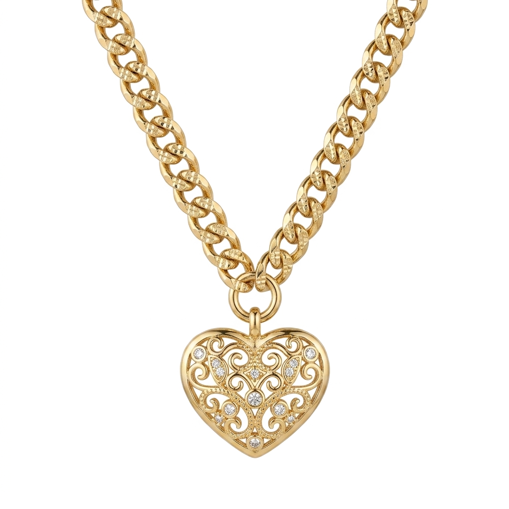 قلادة القلب المزخرفة (فيلغري)