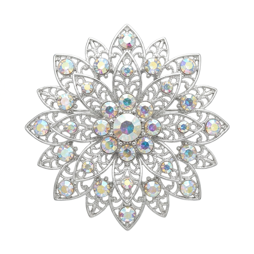 Crystal Flower Statement Brooch