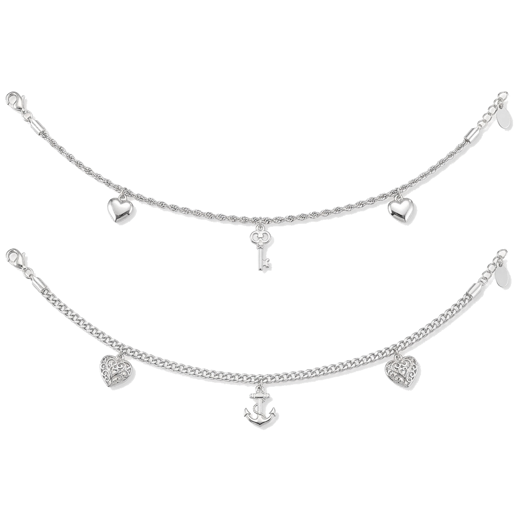 Heart & Anchor Charm Anklet