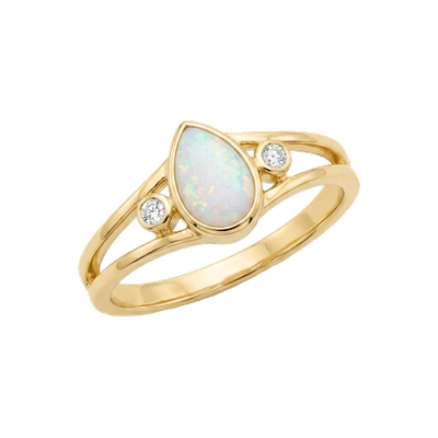 Pear Opal Halo Split-Shank Ring
